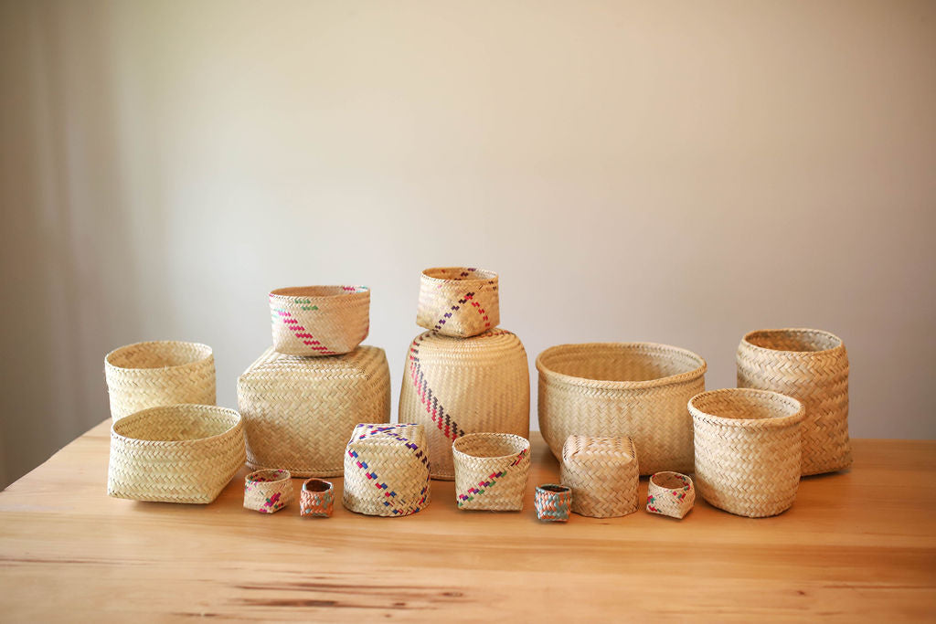 Handwoven Natural Palm Basket-Planter