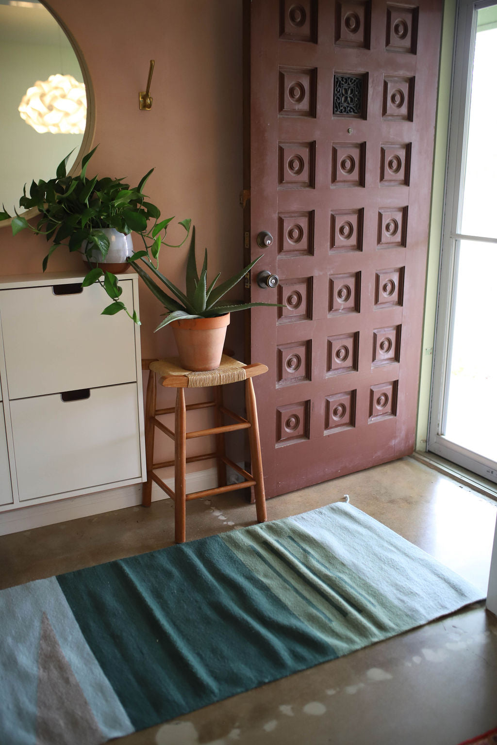 Handwoven Oaxacan Rug - Shades of Green