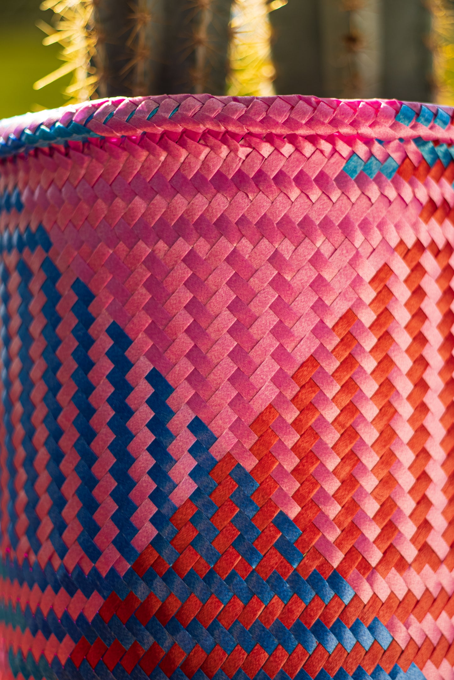 Neon Handwoven Basket-Planter - Medium
