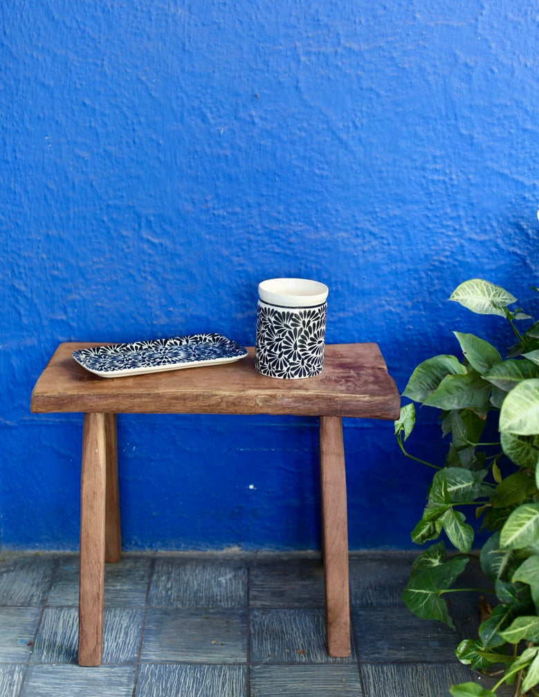 Black & White Floral Ceramic Tray