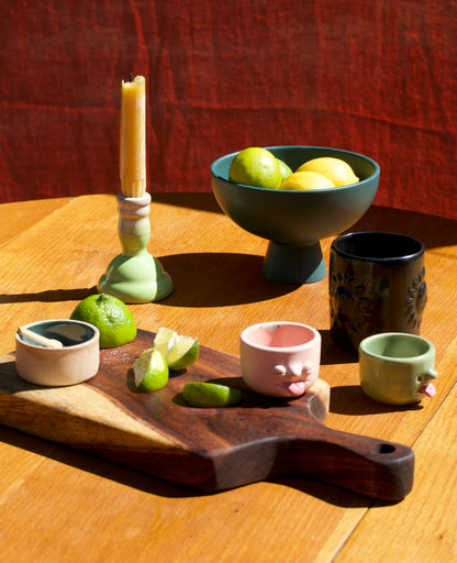 Green Ceramic Candlestick