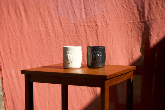 Black & White Ceramic Sun Cups - Set of Two