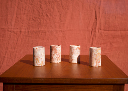 Pink Marble Tequileros - Set of Four