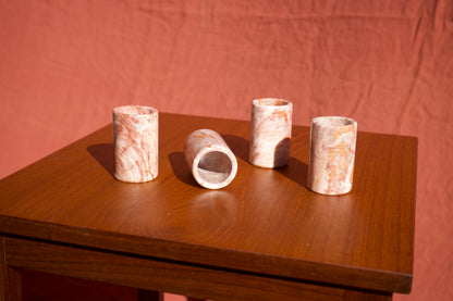 Pink Marble Tequileros - Set of Four