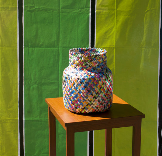 Multicolored Handwoven Basket-Planter