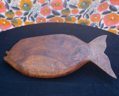 Vintage Hand-Carved Teak Fish Tray