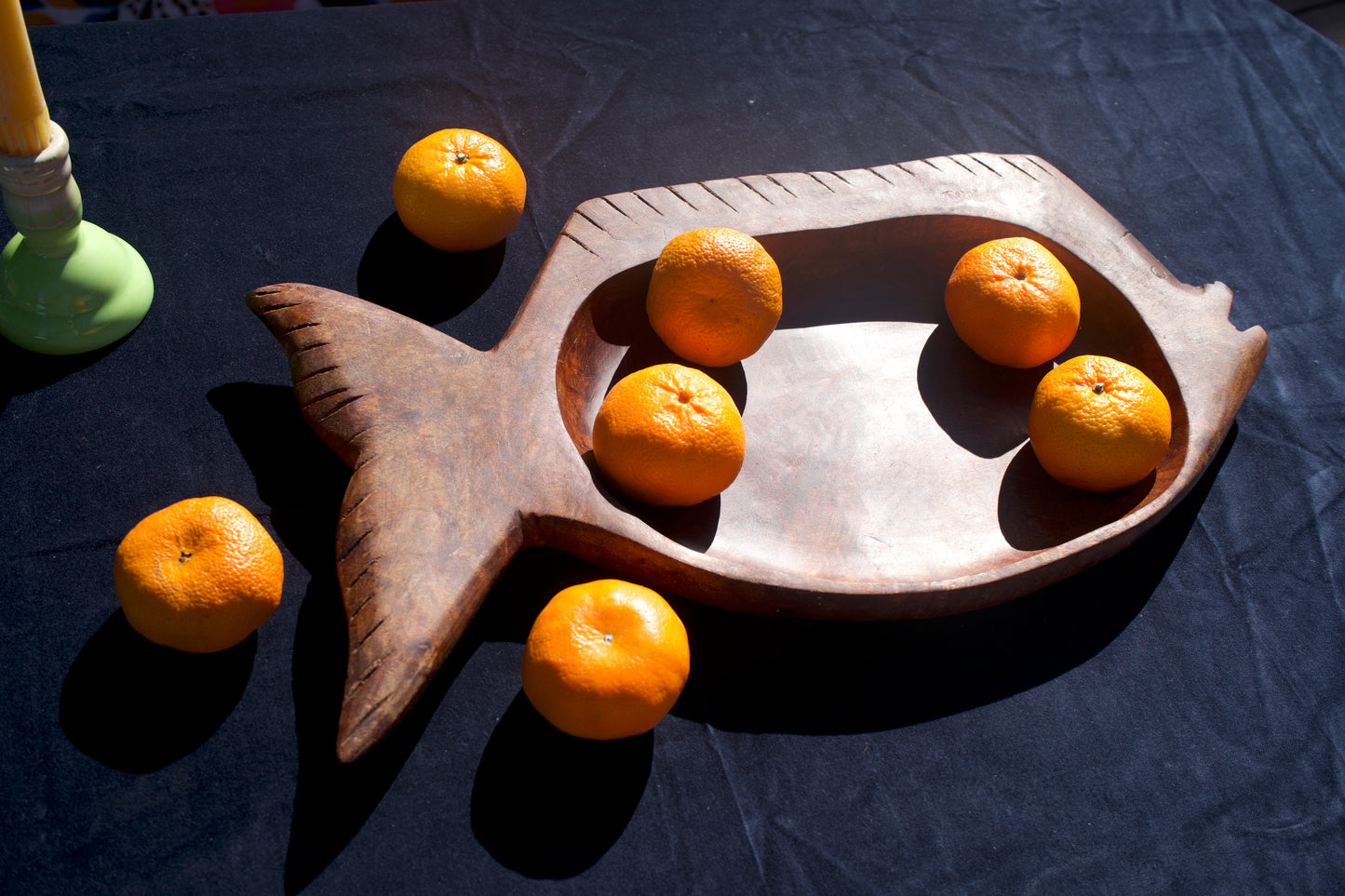 Vintage Hand-Carved Teak Fish Tray