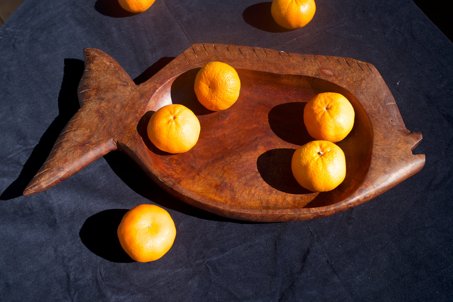 Vintage Hand-Carved Teak Fish Tray