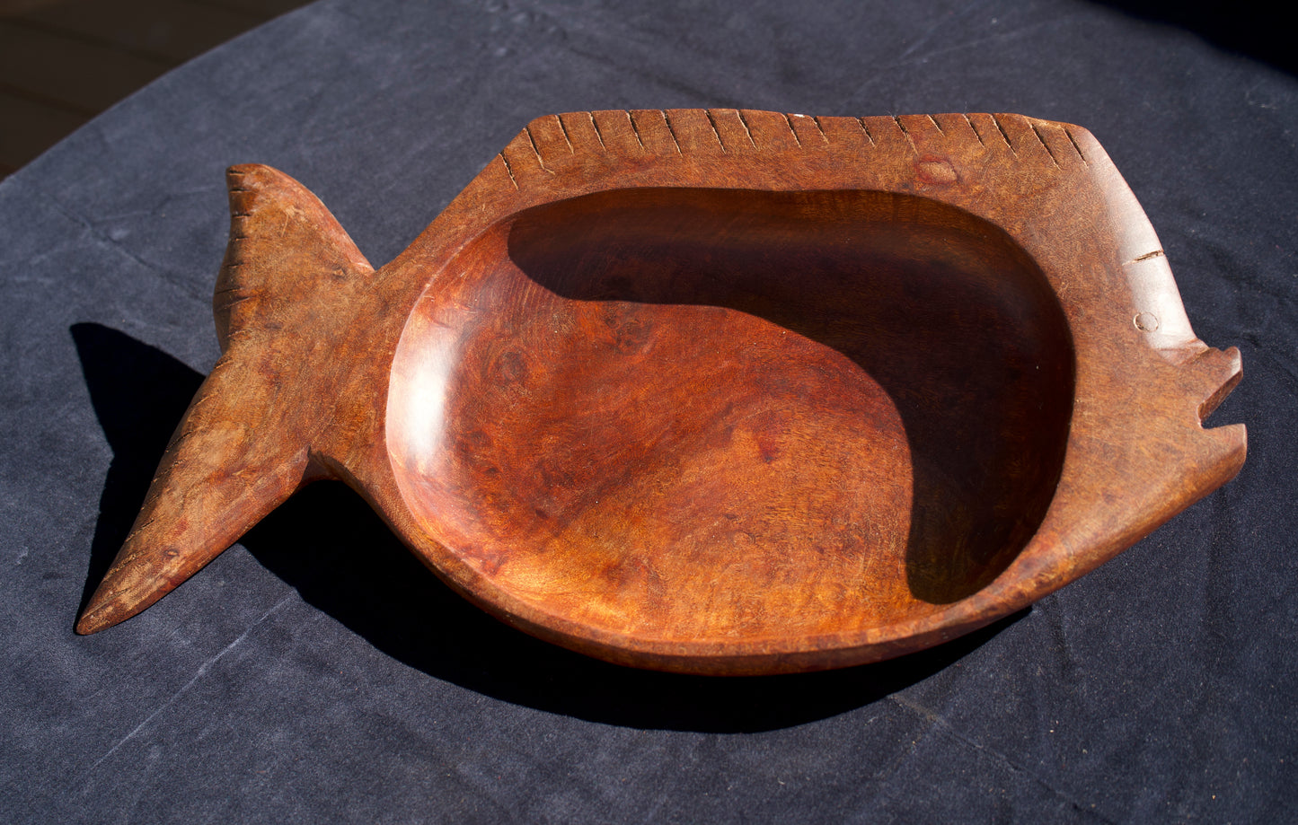 Vintage Hand-Carved Teak Fish Tray