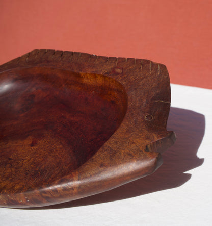 Vintage Hand-Carved Teak Fish Tray