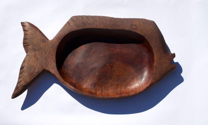 Vintage Hand-Carved Teak Fish Tray