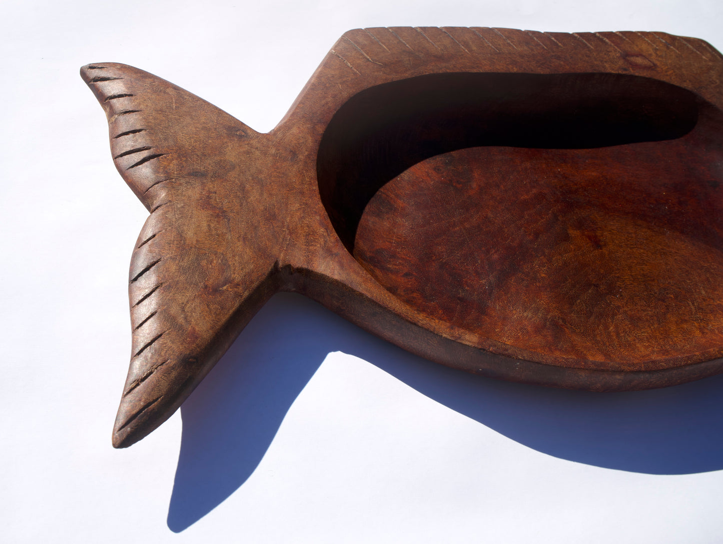 Vintage Hand-Carved Teak Fish Tray