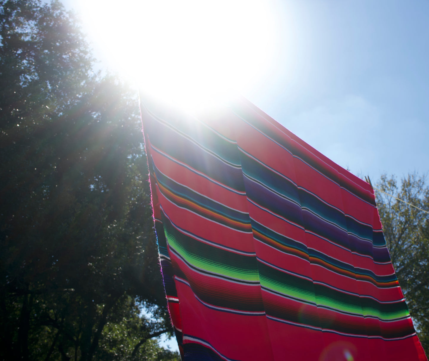 Neon Pink Serape Wool Blanket - Twin Size