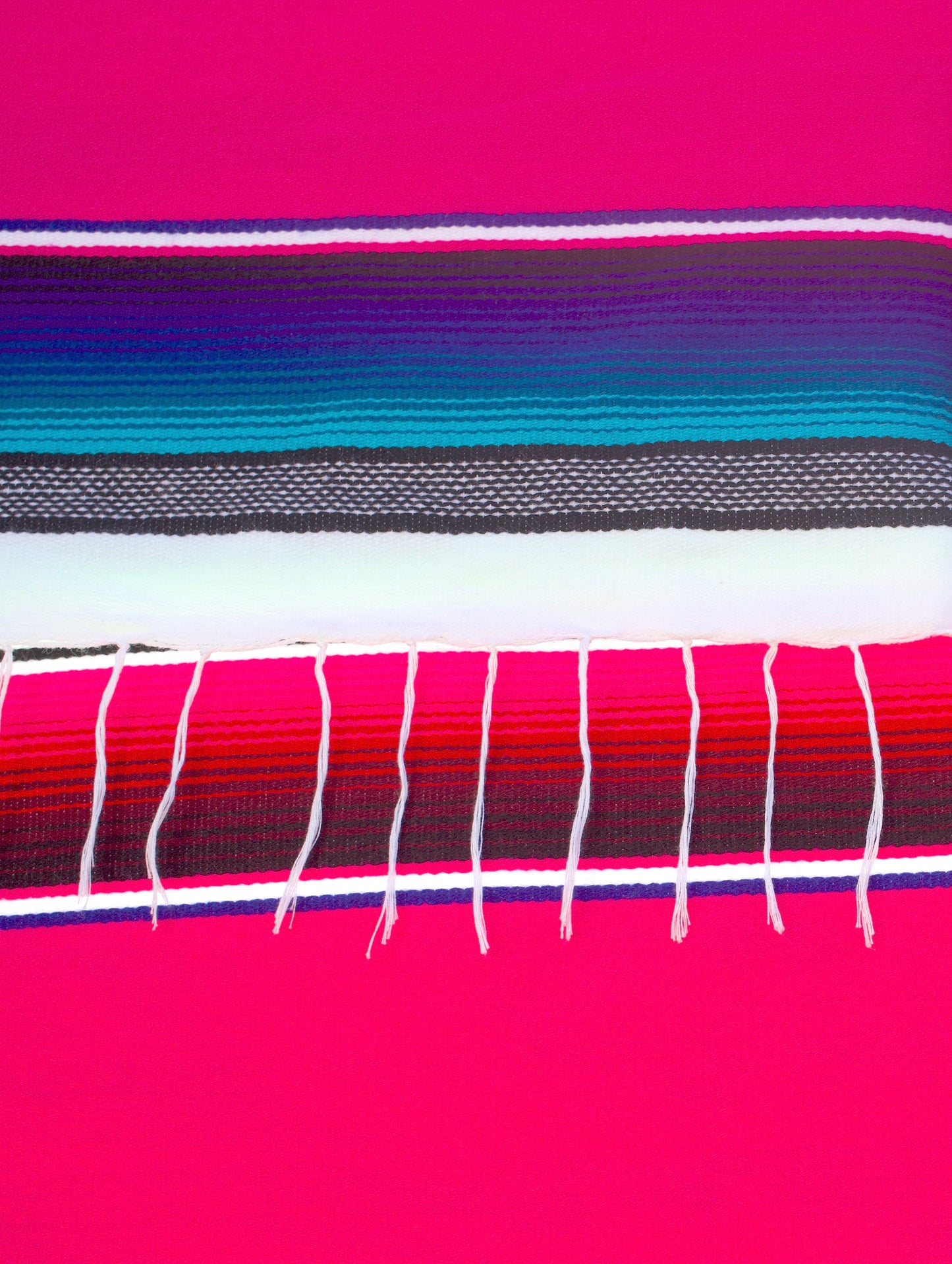 Neon Pink Serape Wool Blanket - Twin Size