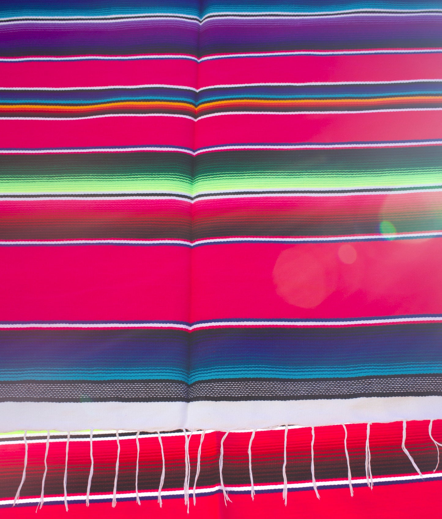 Neon Pink Serape Wool Blanket - Twin Size