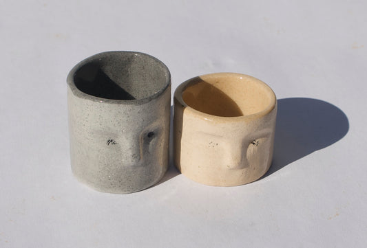 Tiny Ceramic Faces - Set of Two