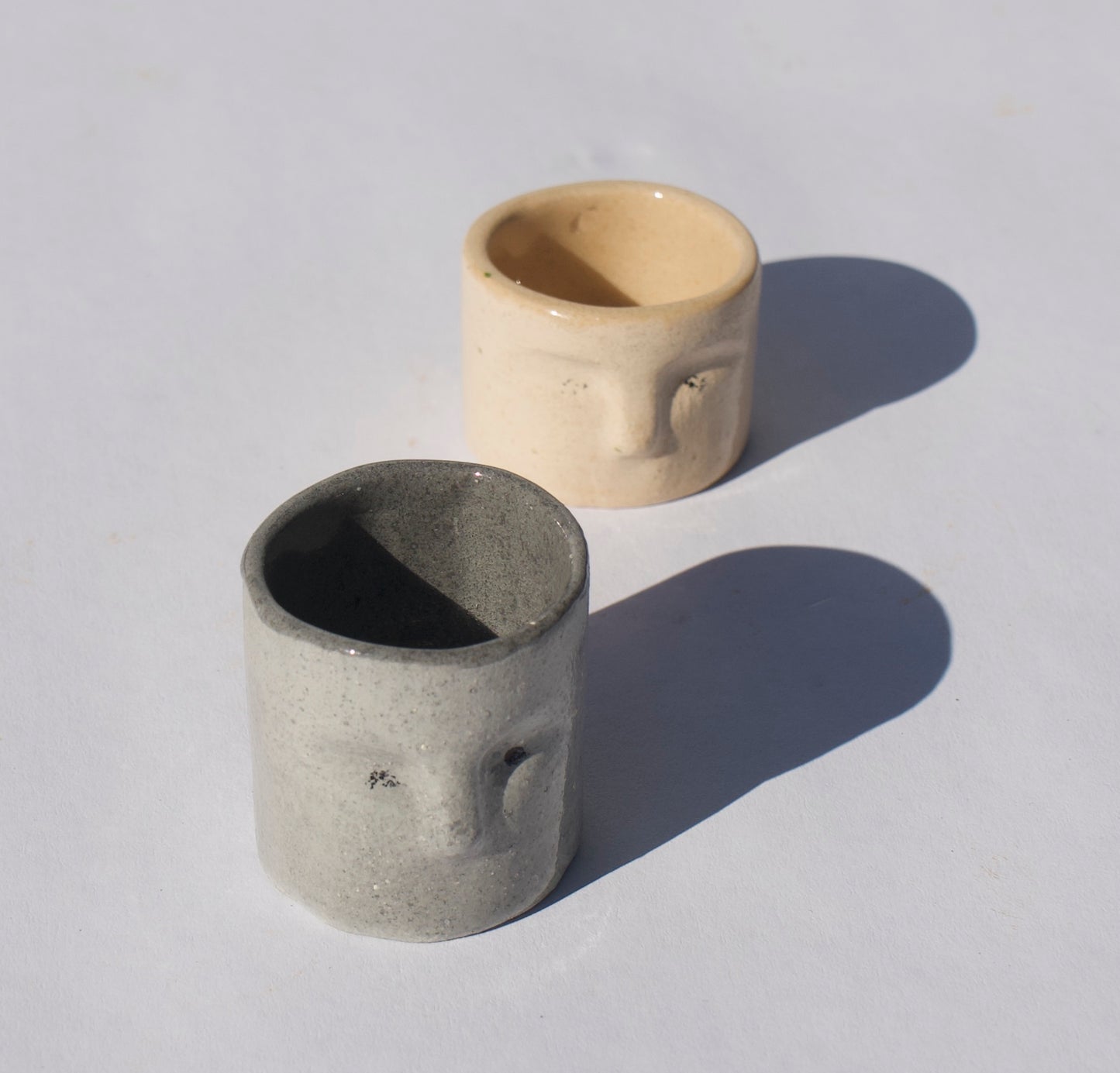 Tiny Ceramic Faces - Set of Two