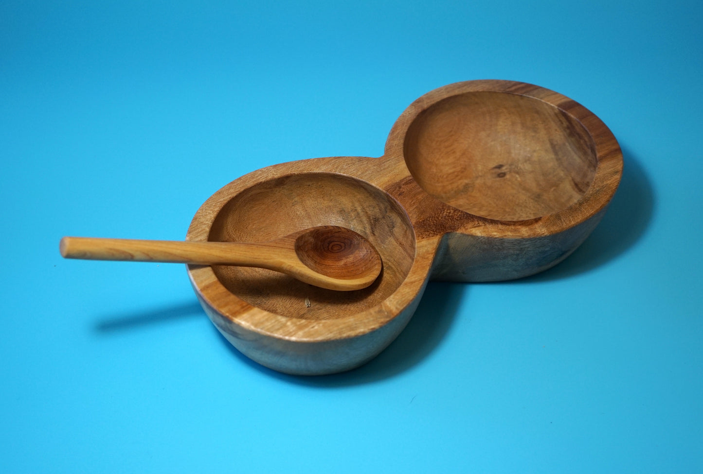 Hand-Carved Double Bowl