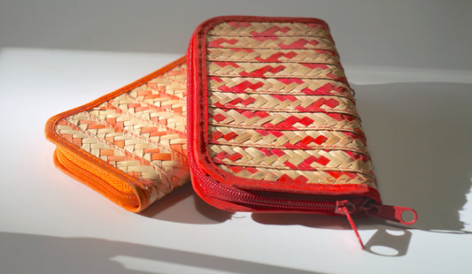 Handwoven Palm Wallet with Zipper