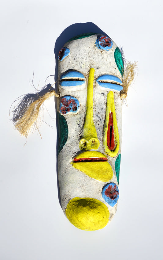 Vintage Folk Art Barro Mask with Teardrop