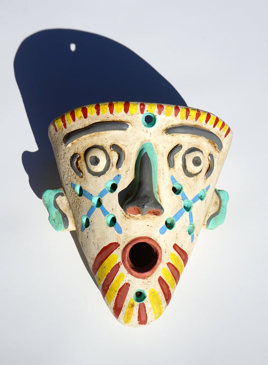 Vintage Folk Art Barro Mask Planter