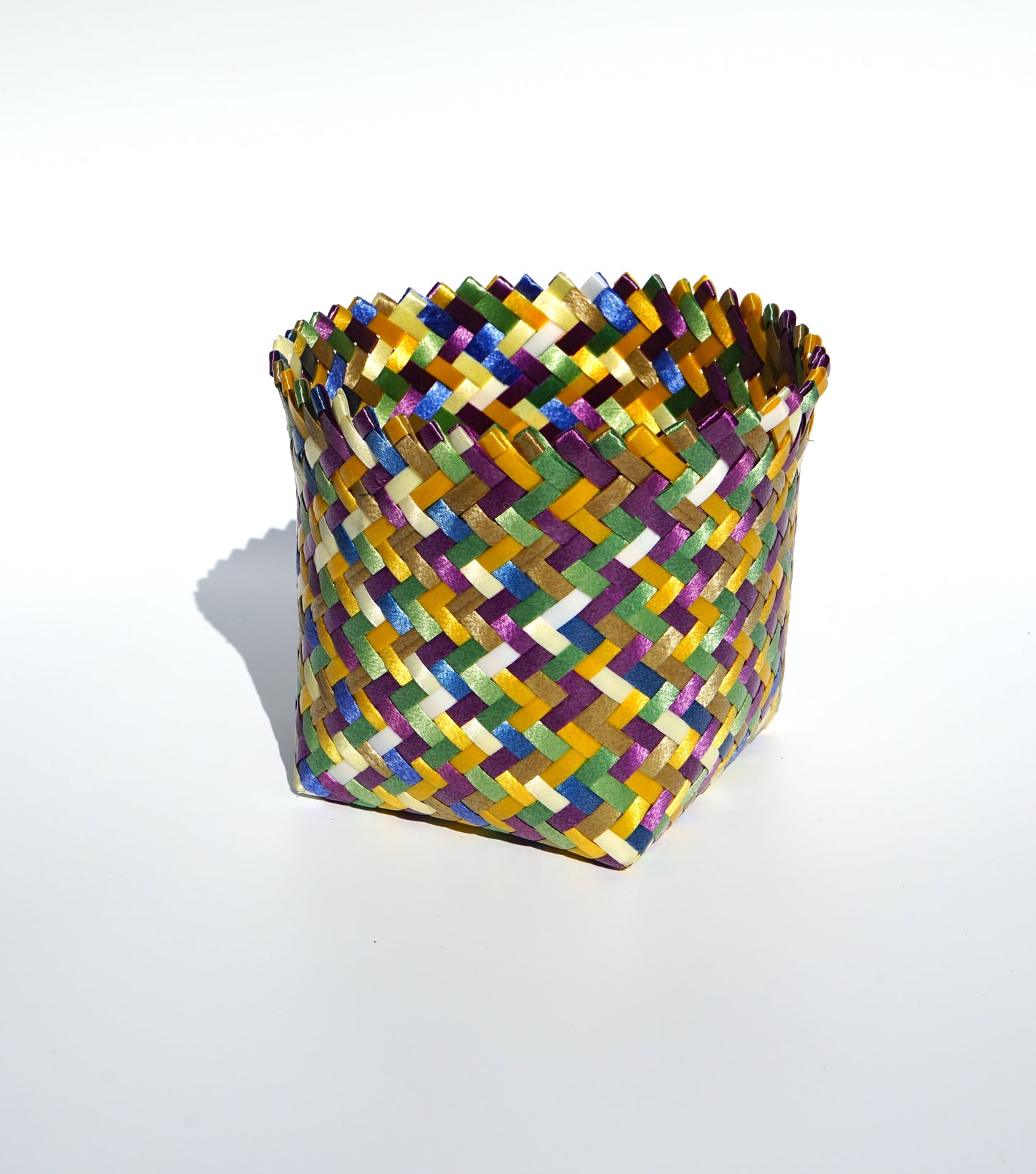 Multicolored Handwoven Ridged Basket-Planter