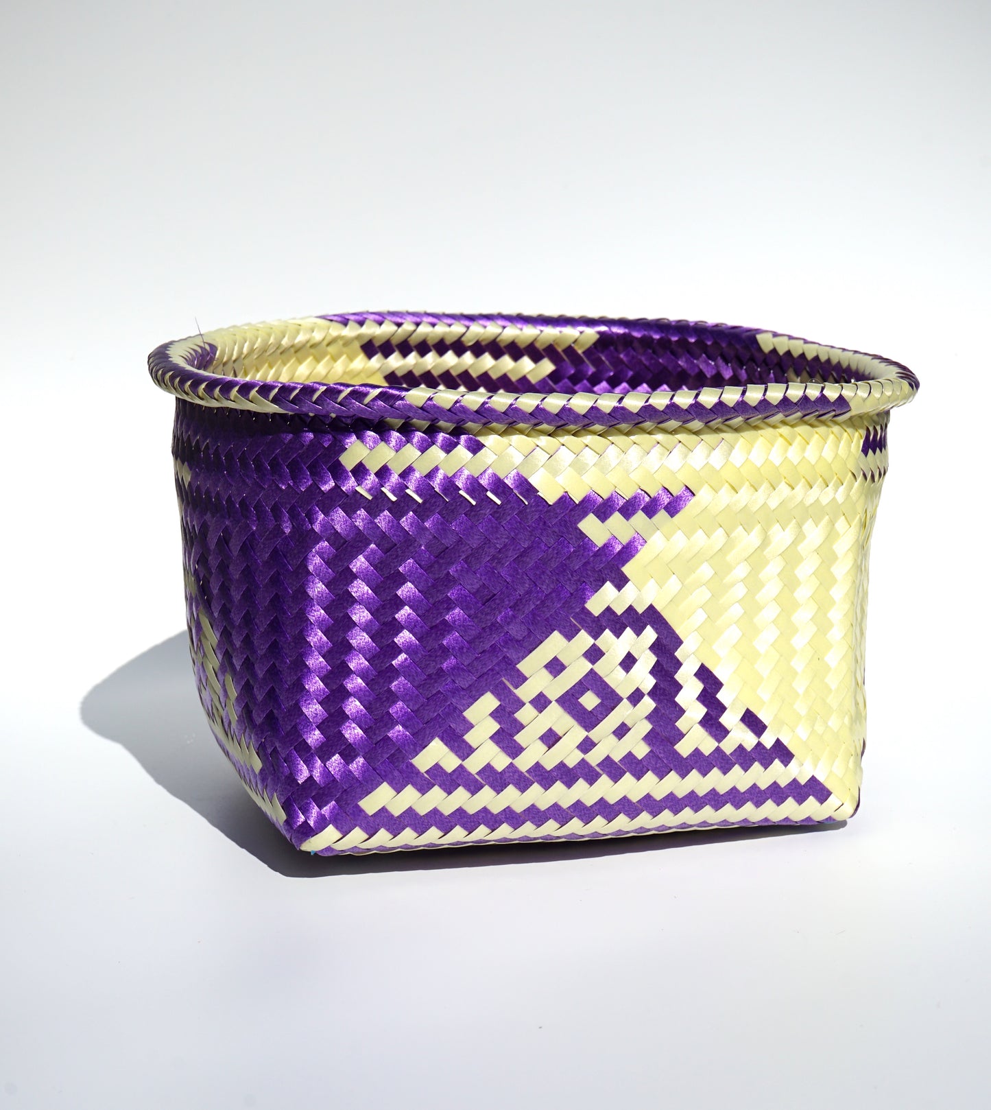 Purple & Cream Handwoven Basket-Planter