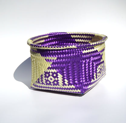 Purple & Cream Handwoven Basket-Planter