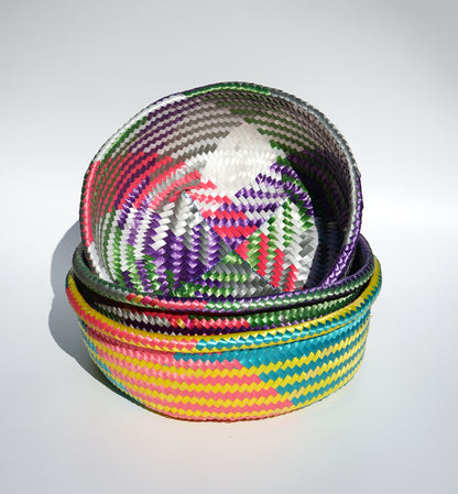 Neon Handwoven Basket-Planter - Wide