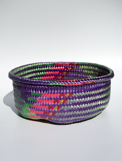 Neon Handwoven Basket-Planter - Wide