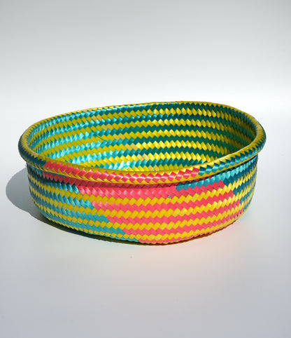 Neon Handwoven Basket-Planter - Wide