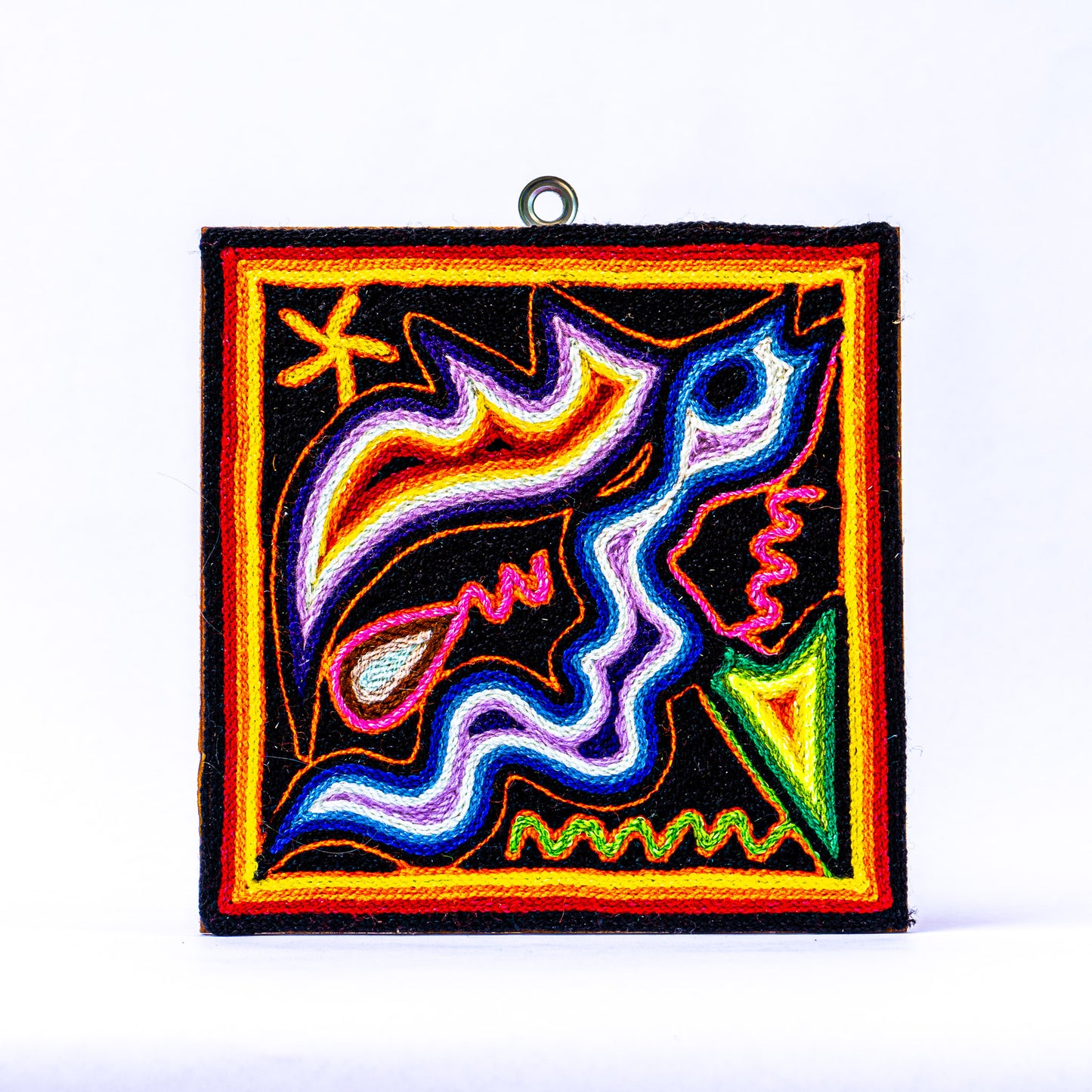 Colorful Huichol Yarn Painting - Medium