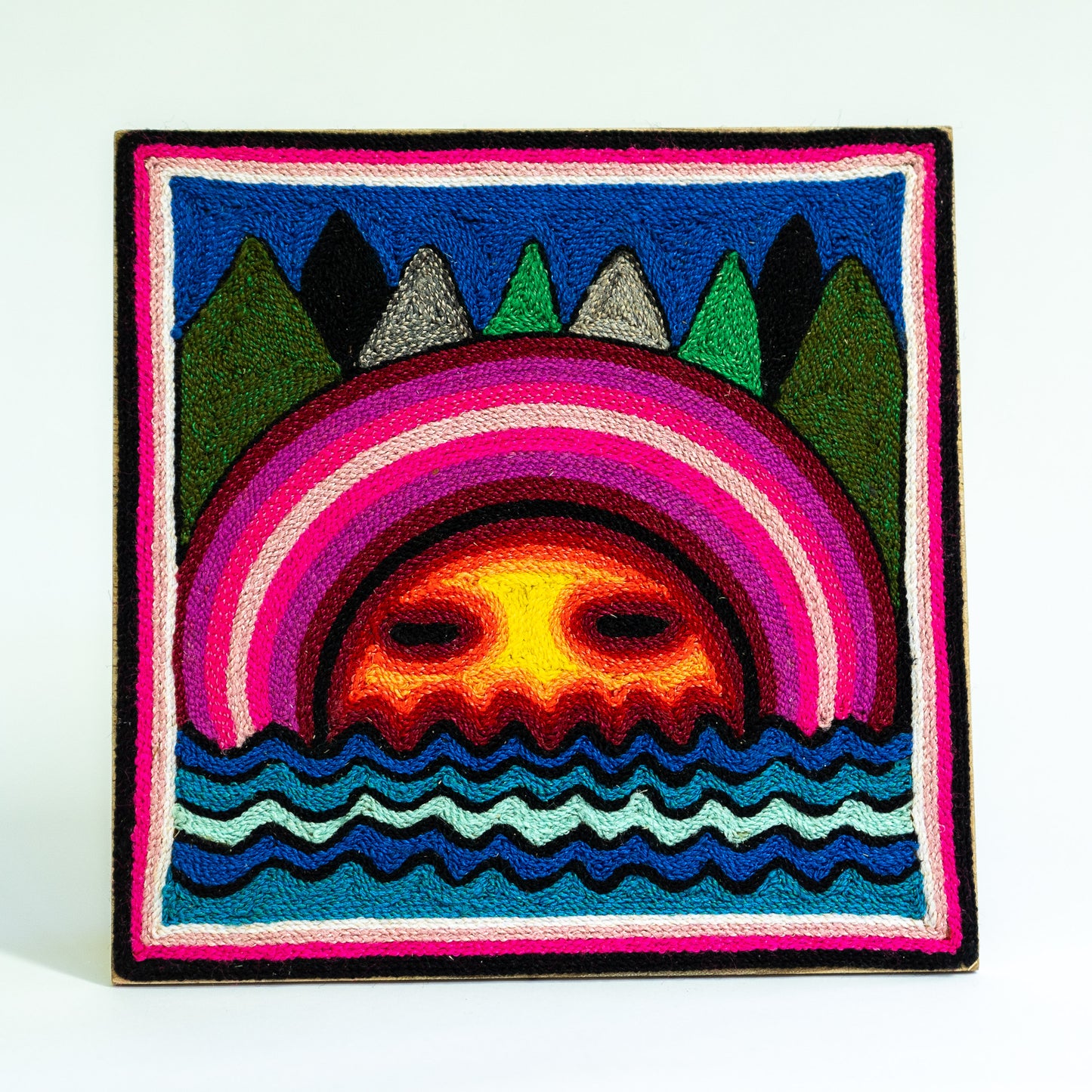 Colorful Huichol Yarn Painting - Medium