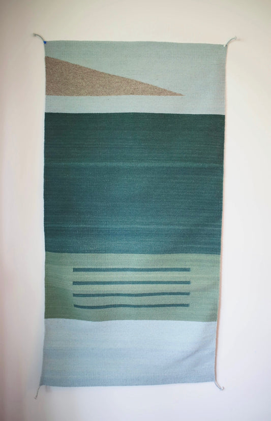 Handwoven Oaxacan Rug - Shades of Green