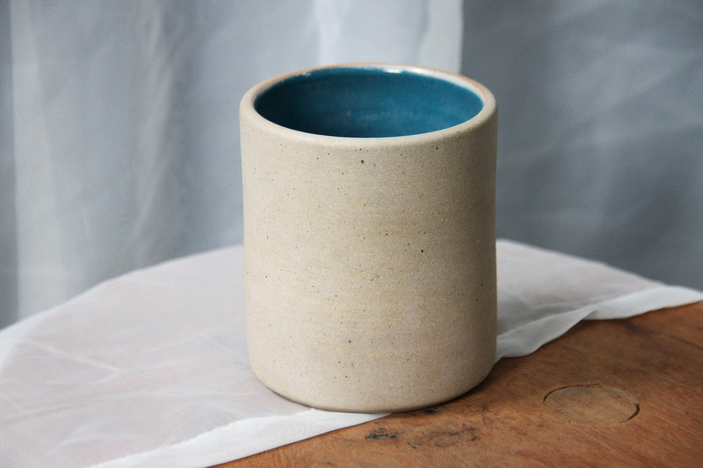 Two Toned Ceramic Blue and Cream Mug