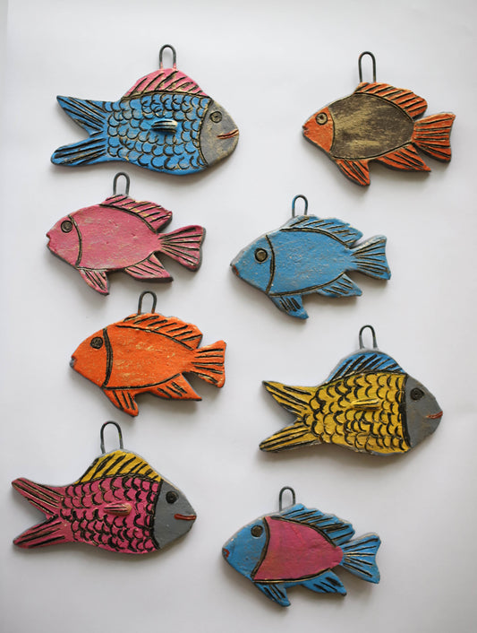 Rainbow Fish Tile with Hooks