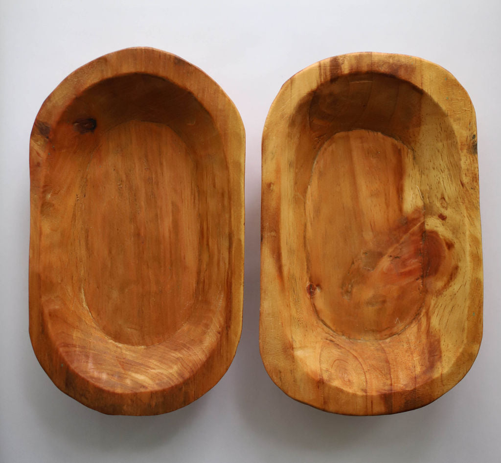 Hand Carved Oval Wooden Tray - Small