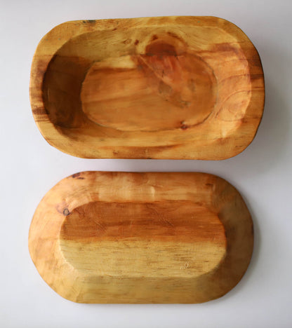 Hand Carved Oval Wooden Tray - Small