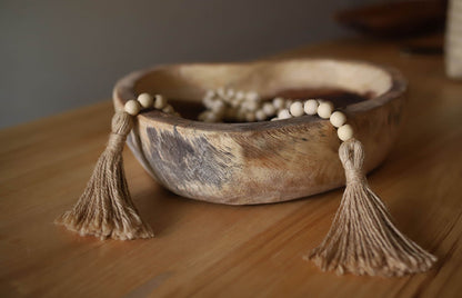 Hand Carved Oval Wooden Tray