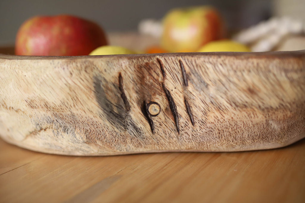 Hand Carved Oval Wooden Tray