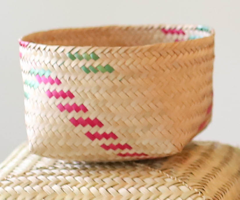 Handwoven Colorful Natural Palm Basket-Planter