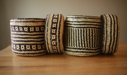 Handwoven Palm Basket-Planter with Lid