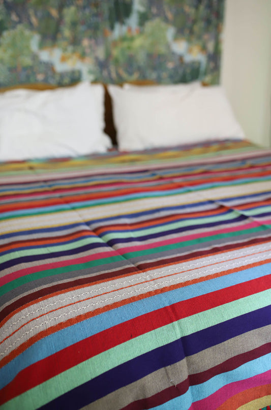 Handwoven Oaxacan Bright Stripes Blanket - Full