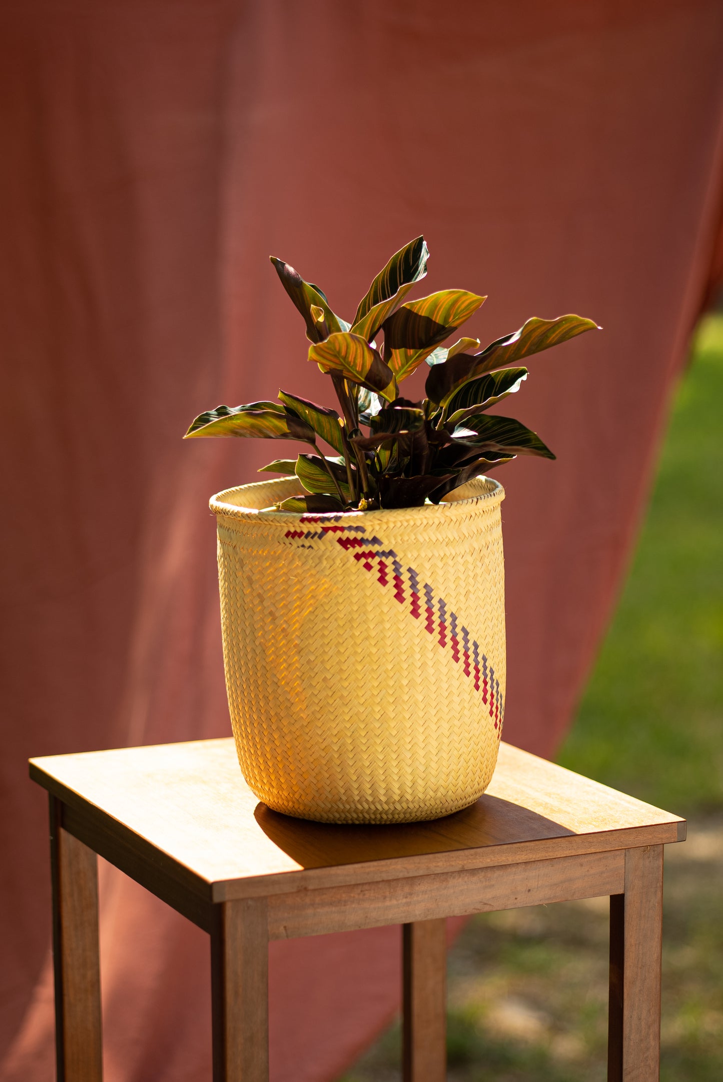 Colorful Natural Palm Basket - Pink & Purple Swirl