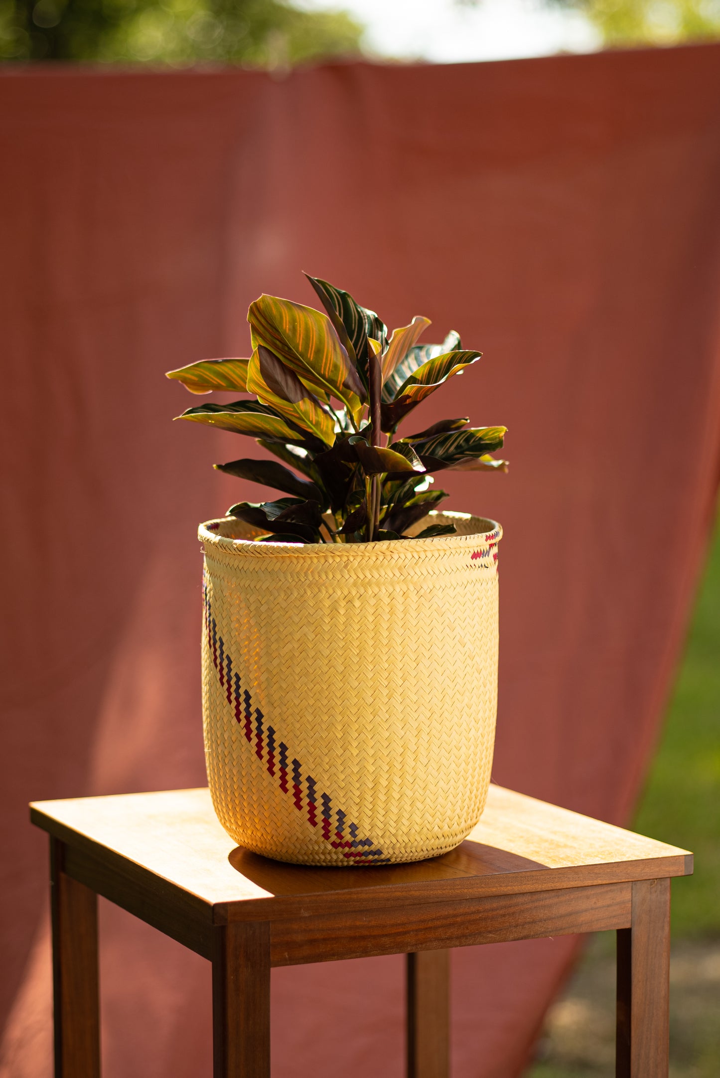 Colorful Natural Palm Basket - Pink & Purple Swirl