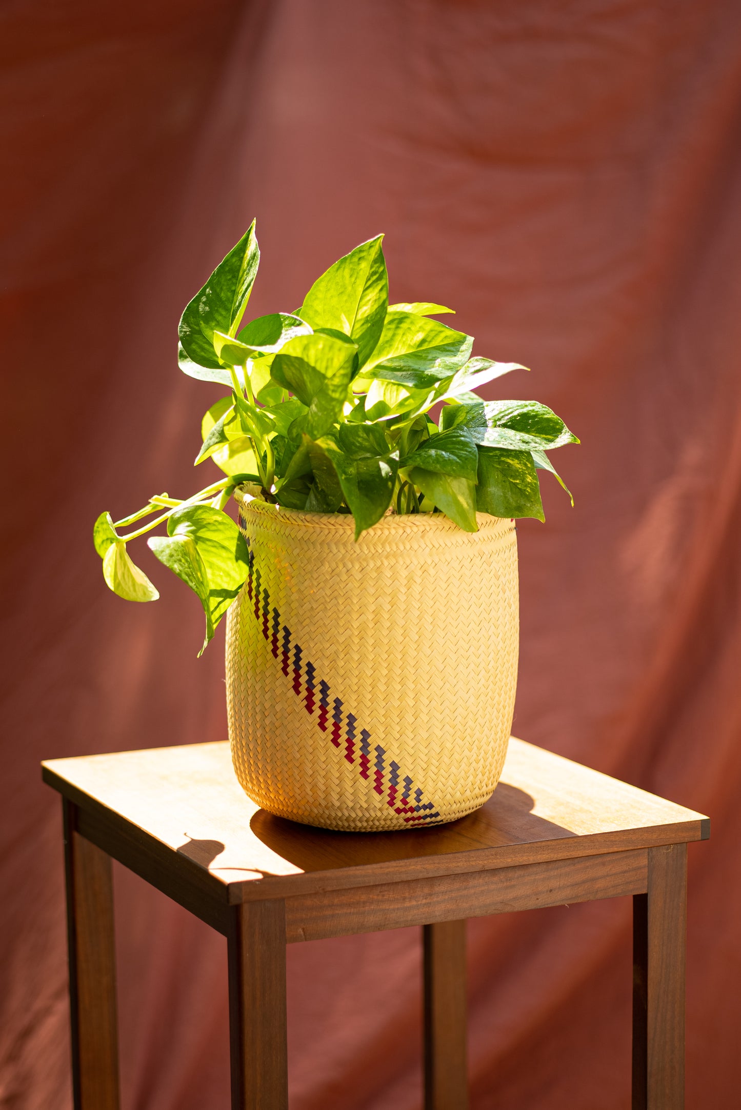 Colorful Natural Palm Basket - Pink & Purple Swirl