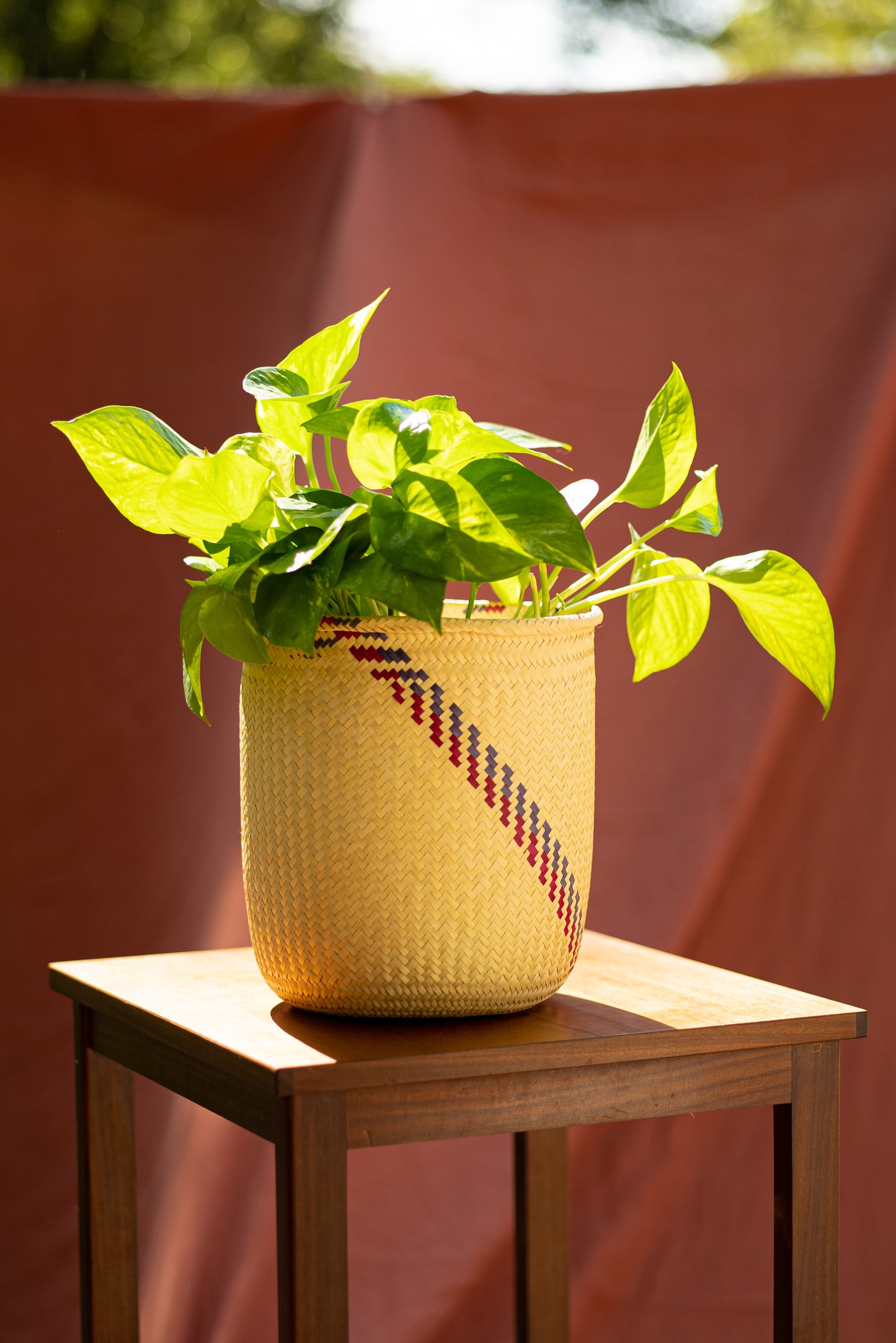 Colorful Natural Palm Basket - Pink & Purple Swirl