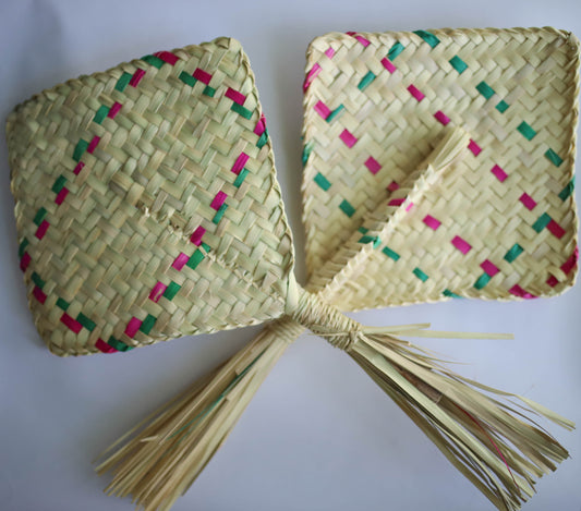 Handwoven Natural Palm Grill Fan