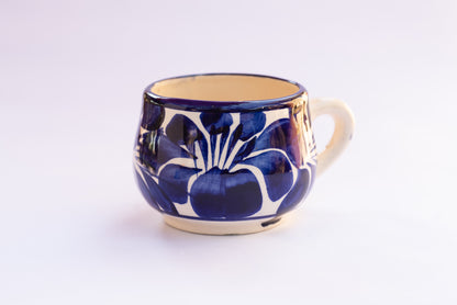 Oaxacan Blue Flower Ceramic Mugs - Set of Two