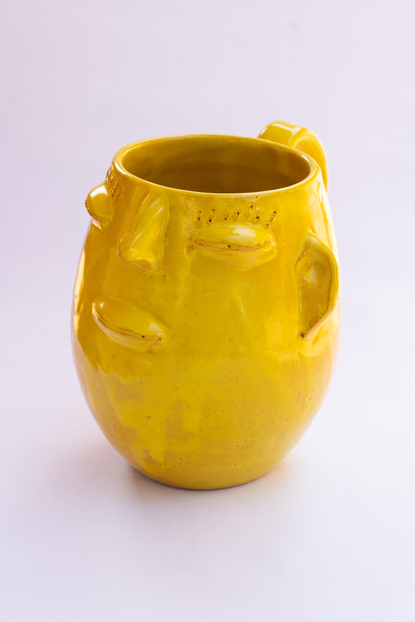 Yellow Pitcher-Planter with Face